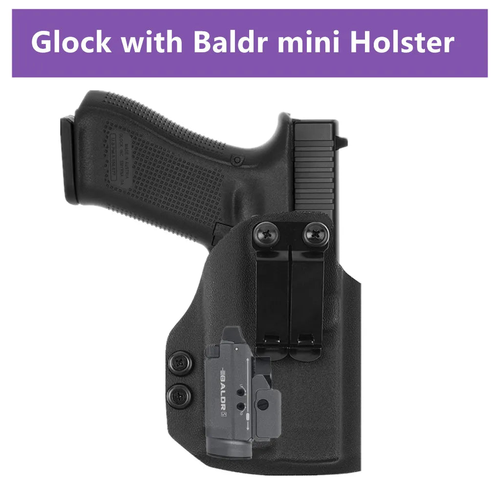 Kydex Internal Holster for Glock 17 19 19X 25 31 45 MOS with Olight Baldr S PL Mini 2 800 Lumens GM23 Flashlight Tactical Light